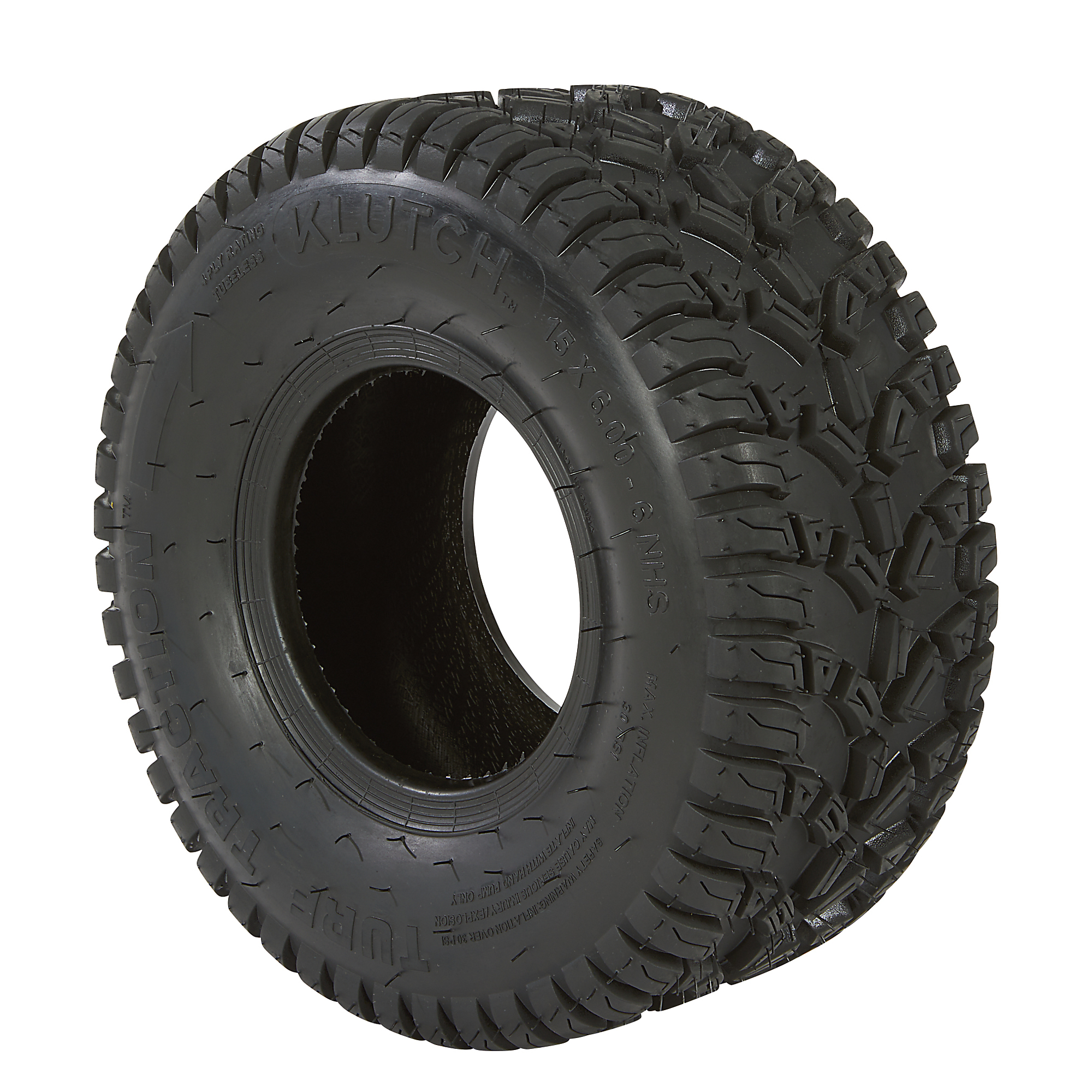 Klutch Pneumatic Lawn Mower Tire, 15 x 6.00-6, Turf Traction Tread